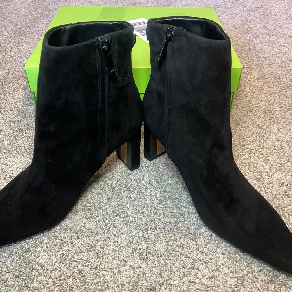 Sam Edelman Saige Black Suede Pointed Toe Block Heel Ankle Boots Womens 6.5M NIB - Picture 7 of 13
